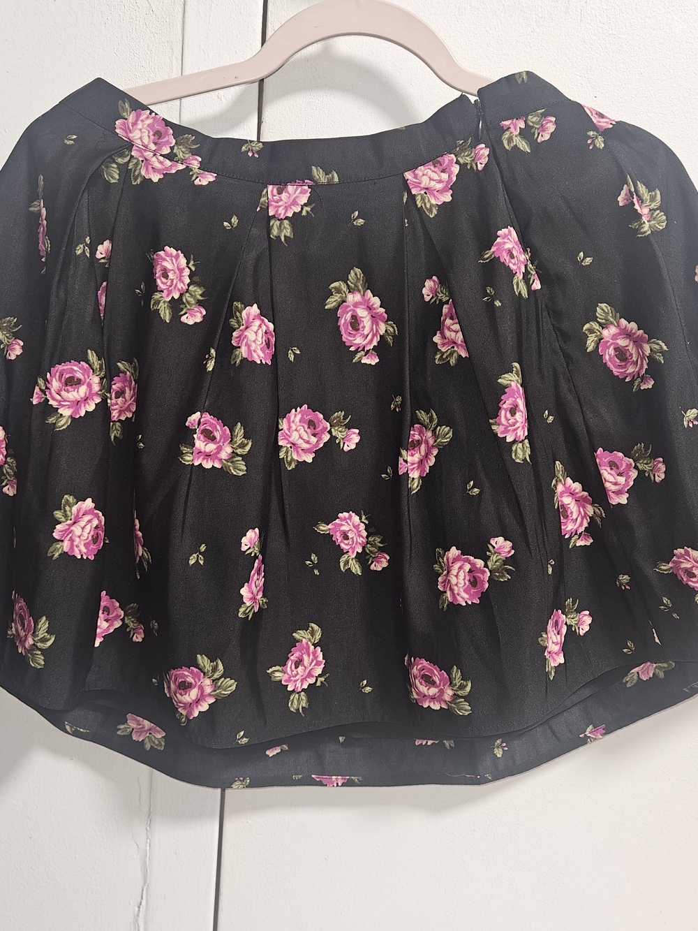 Forever 21 Black Floral Circle Skirt with Pink Roses